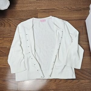 Lilly Pulitzer Cropped Cardigan 3/4 Sleeves White‎